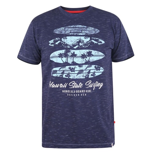 D555 Hawaii State Print T-Shirt Marineblau