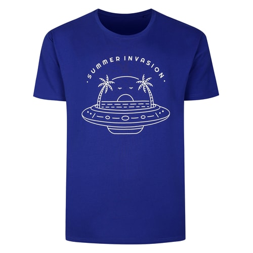 Bigdude UFO T-Shirt mit Rundhalsausschnitt, Kobalt