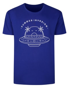 Bigdude UFO T-Shirt mit Rundhalsausschnitt, Kobalt