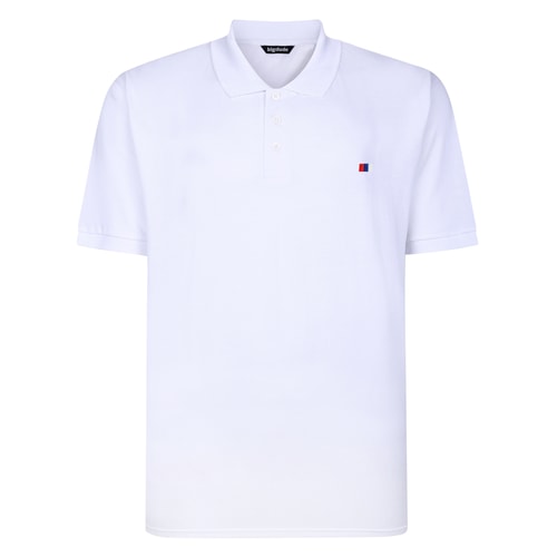 Bigdude Poloshirt mit gesticktem Logo, Weiß