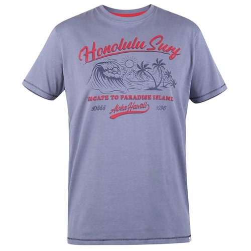 D555 Harble Honolulu Surf Print T-Shirt Blau