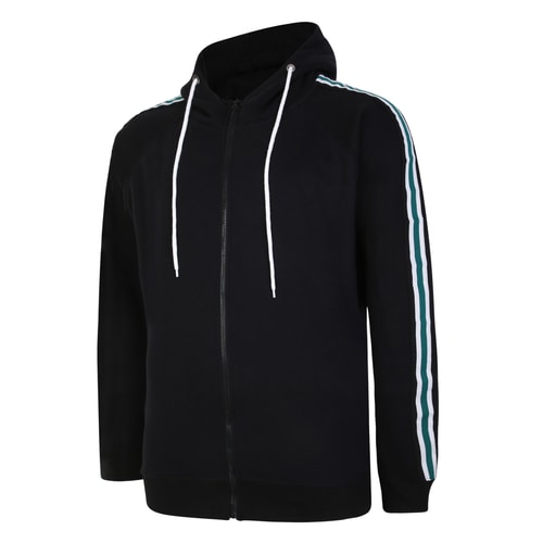 Bigdude Hoody mit Reißverschluss Schwarz Tall Fit 