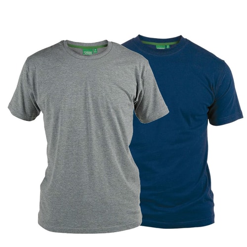 D555 Fenton 2er-Pack T-Shirts in Grau und Marineblau