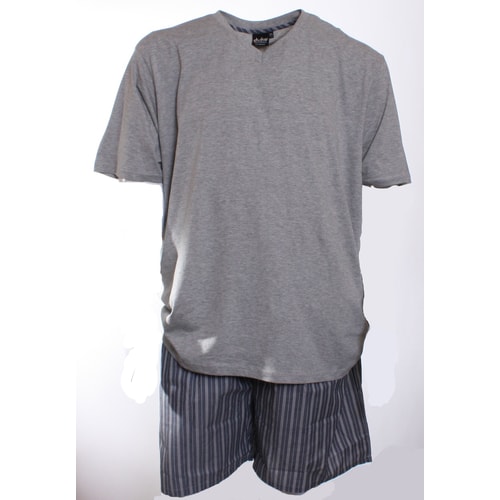 Duke Grey V Neck T-Shirt With Woven Shorts
