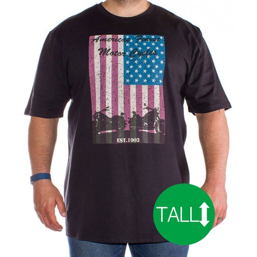 Bigdude Biker Print T-Shirt Schwarz - Tall Collection