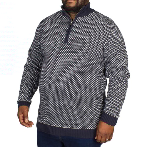 Replika Strickpullover mit RV-Kragen Blau