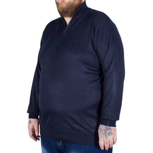 D555 Pullover Dexter mit RV-Kragen Blau