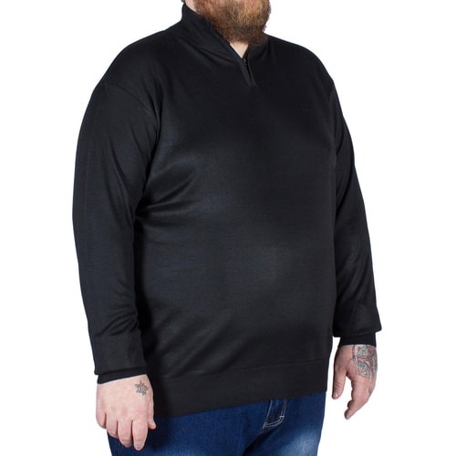 D555 Pullover Dexter mit RV-Kragen Schwarz 