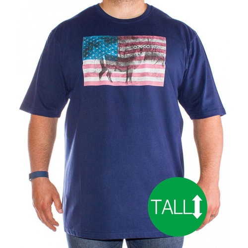 Bigdude USA Antilopen Print T-Shirt Marineblau - Tall Fit