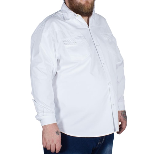 KAM Langarm Jeanshemd Weiß