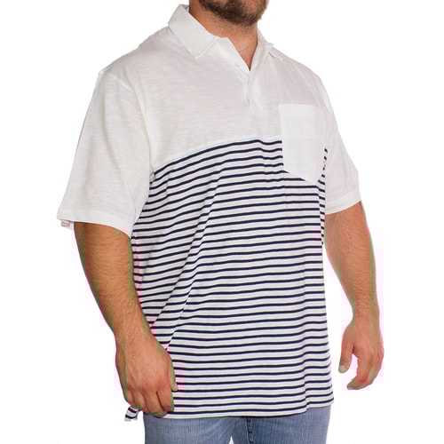 Brooklyn Classics Cream and Navy Striped Polo