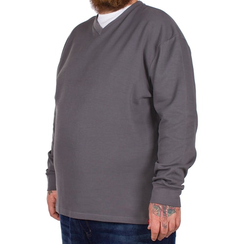 D555 Bliss Französischer Strickpullover mit V-Ausschnitt Anthrazit