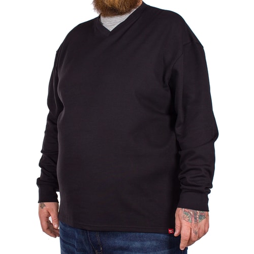 D555 Bliss Französischer Strickpullover mit V-Ausschnitt Schwarz 