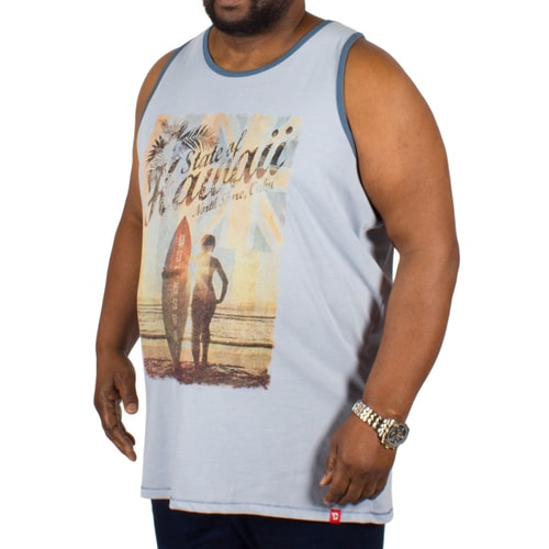 D555 Cyrus 'Hawaii' Print Scoop Neck Vest - Sky Blue Marl