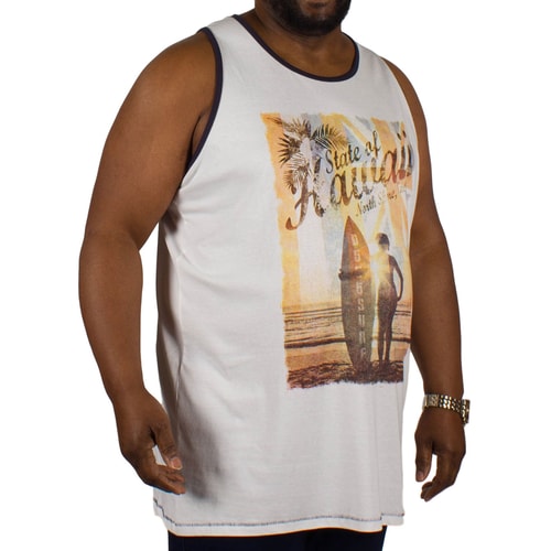 D555 Cyrus 'Hawaii' Print Scoop Neck Vest - White