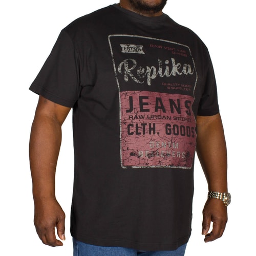 Replika Jeans Print T-Shirt Schwarz