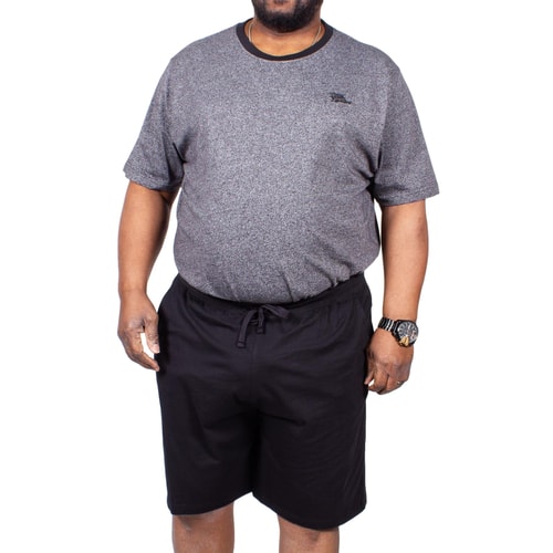 D555 kurzer Pyjama Tyson Grau/Schwarz