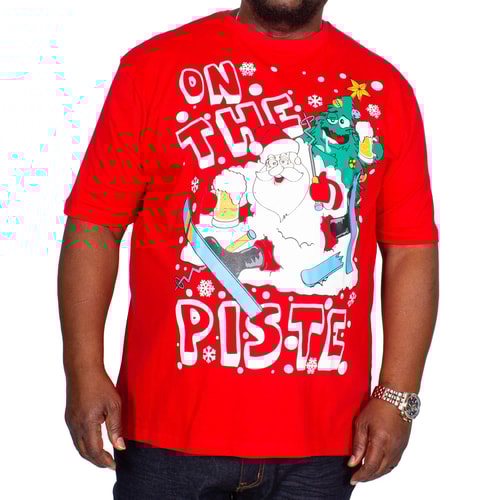 Pierre Roche T-Shirt mit On the Piste Weihnachtsaufdruck Rot