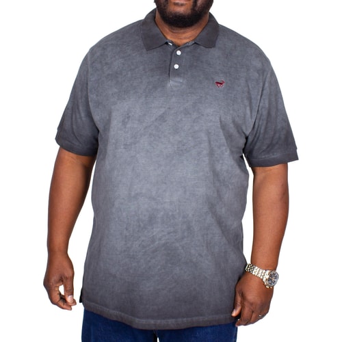 Bigdude Acid Wash Poloshirt Schwarz Tall Fit 