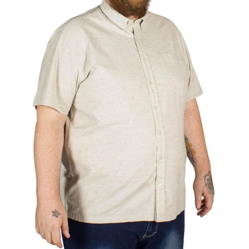 Bigdude meliertes Kurzarm Freizeithemd Grau