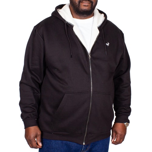 Bigdude Sherpa Kapuzenjacke Schwarz Tall Fit 
