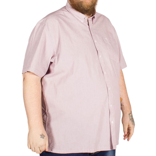 Bigdude fein gestreiftes Kurzarmhemd Burgunderrot 