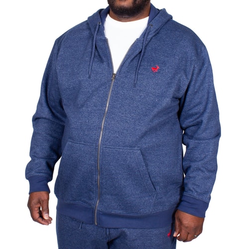 Bigdude melierte Kapuzenjacke Jeansblau Tall Fit 