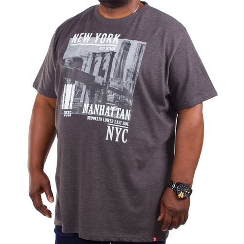 D555 Wesley New York Print T-Shirt Charcoal