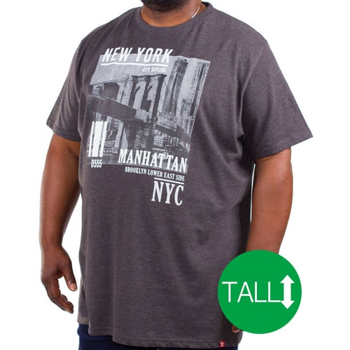 D555 Wesley New York Print T-Shirt Anthrazit - Tall Collection 