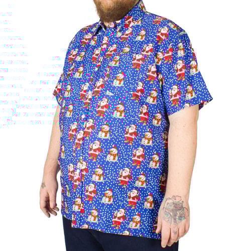 Brooklyn Hemd mit Weihnachtsmotiv Blau 