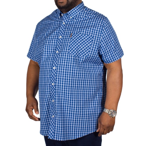 Ben Sherman Mixed Scale Gingham Shirt Blue