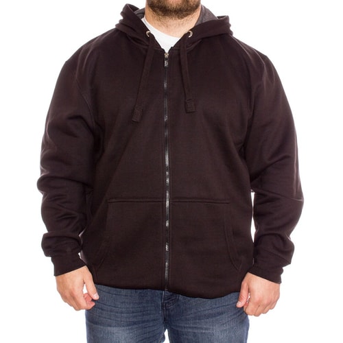 Kam Kapuzenpullover mit RV Schwarz Tall Fit 