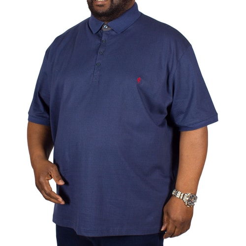 Lizard King Navy Geometric Printed Polo with Flat Frame Collar