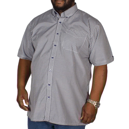 Espionage Kurzarmhemd mit Vichykaros Marineblau / Weiß