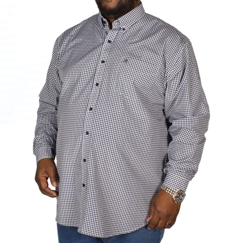 Espionage Langarmhemd mit Vichykaros Marineblau / Weiß