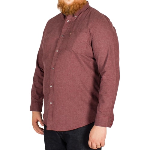 Ben Sherman Hemd feines Hahnentrittmuster Weinrot 