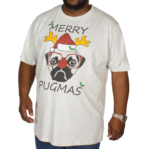 D555 T-Shirt Mops Weihnachtsprint Weiß