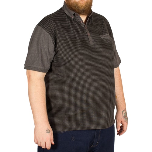 Lizard King Poloshirt Hahnentrittmuster Grau