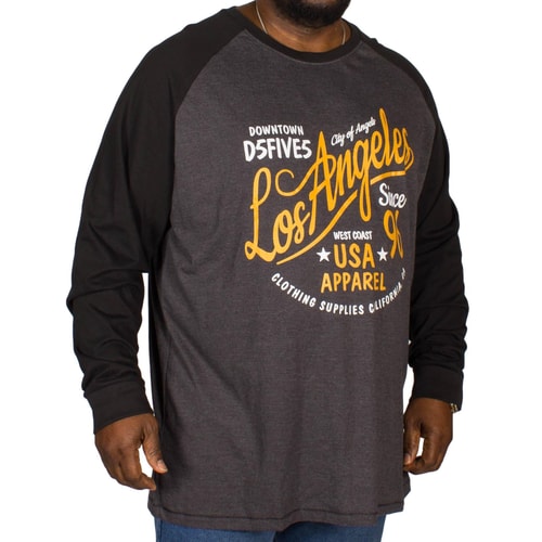 D555 Langarmshirt mit Los Angeles Print Grau 