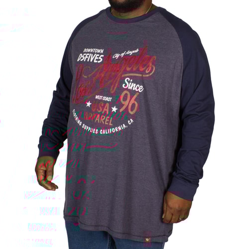 D555 Langarmshirt mit Los Angeles Print Denim Blau