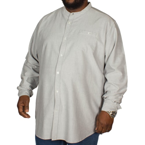 D555 Oxford Hemd Cameron ohne Kragen Grau