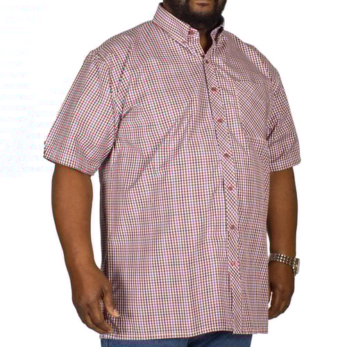 Espionage kariertes Kurzarmhemd Dunkelblau / Rot / Beige