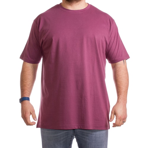 KAM Plain Plum Crew Neck Short Sleeve T-Shirt