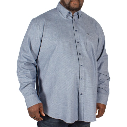 Peter Gribby Hemd mit feinem Hahnentrittmuster Blau 