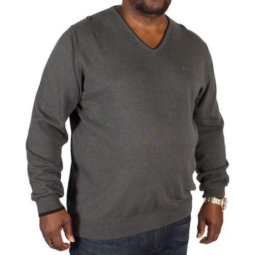 Ben Sherman Tipped V Neck Knitted Jumper Charcoal