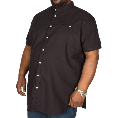 D555 Oxford Hemd Dwight ohne Kragen Schwarz