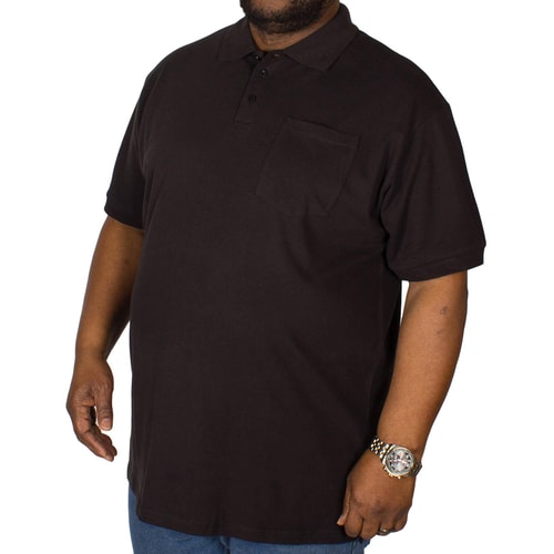 Bigdude Poloshirt mit Brusttasche Schwarz Tall Fit 