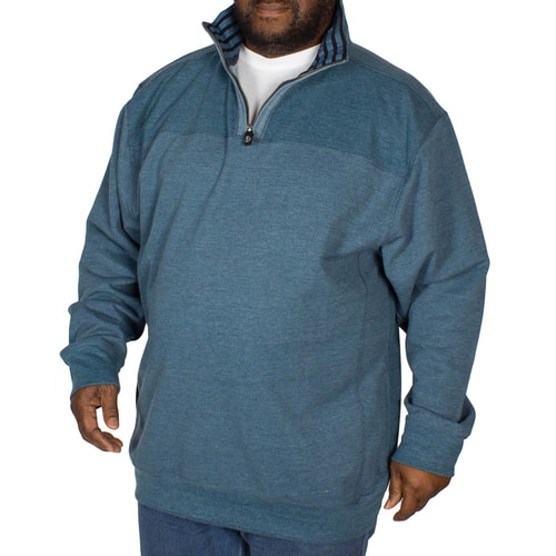 KAM Sweater Canvas mit Reißverschlusskragen Denim Blau