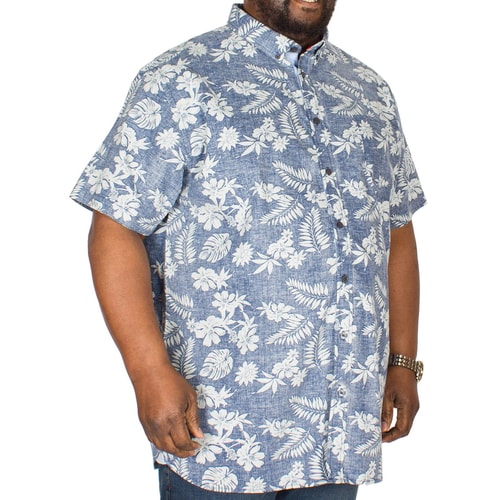 D555 Hemd Oswald mit Hawaii-Print Blau