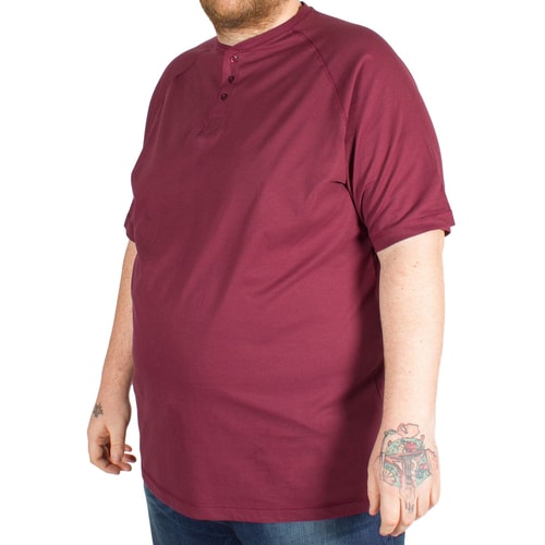 Cotton Valley T-Shirt mit Knopfleiste Weinrot 